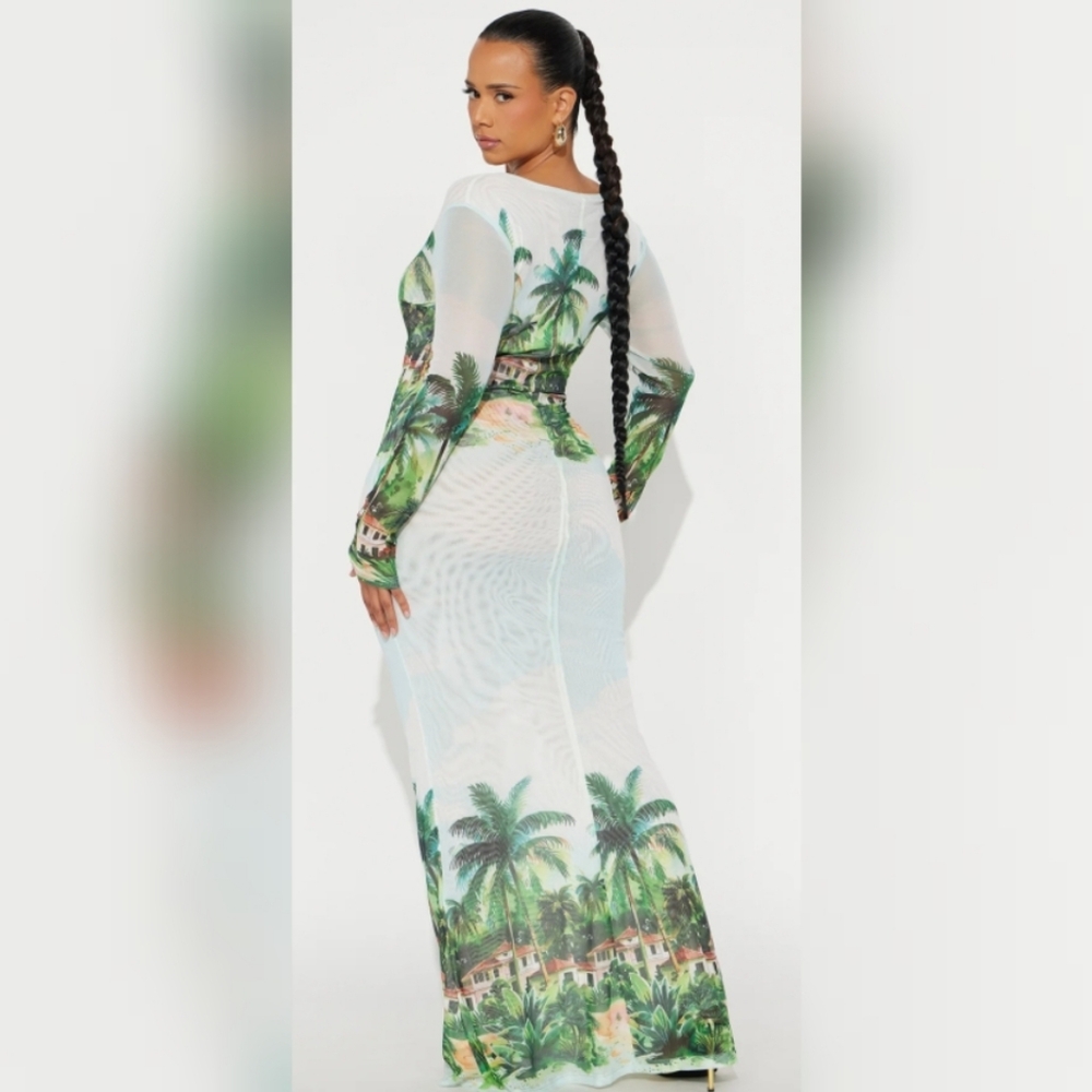 FASHION NOVA CURVE PARADISO MESH MAXI DRESS SIZE 1X NWT - Picture 2 of 4